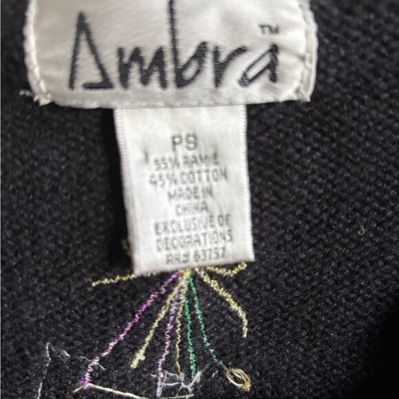Ambra‎ Black Embroidered Decorated Cardigan Petite Small - Picture 6 of 7
